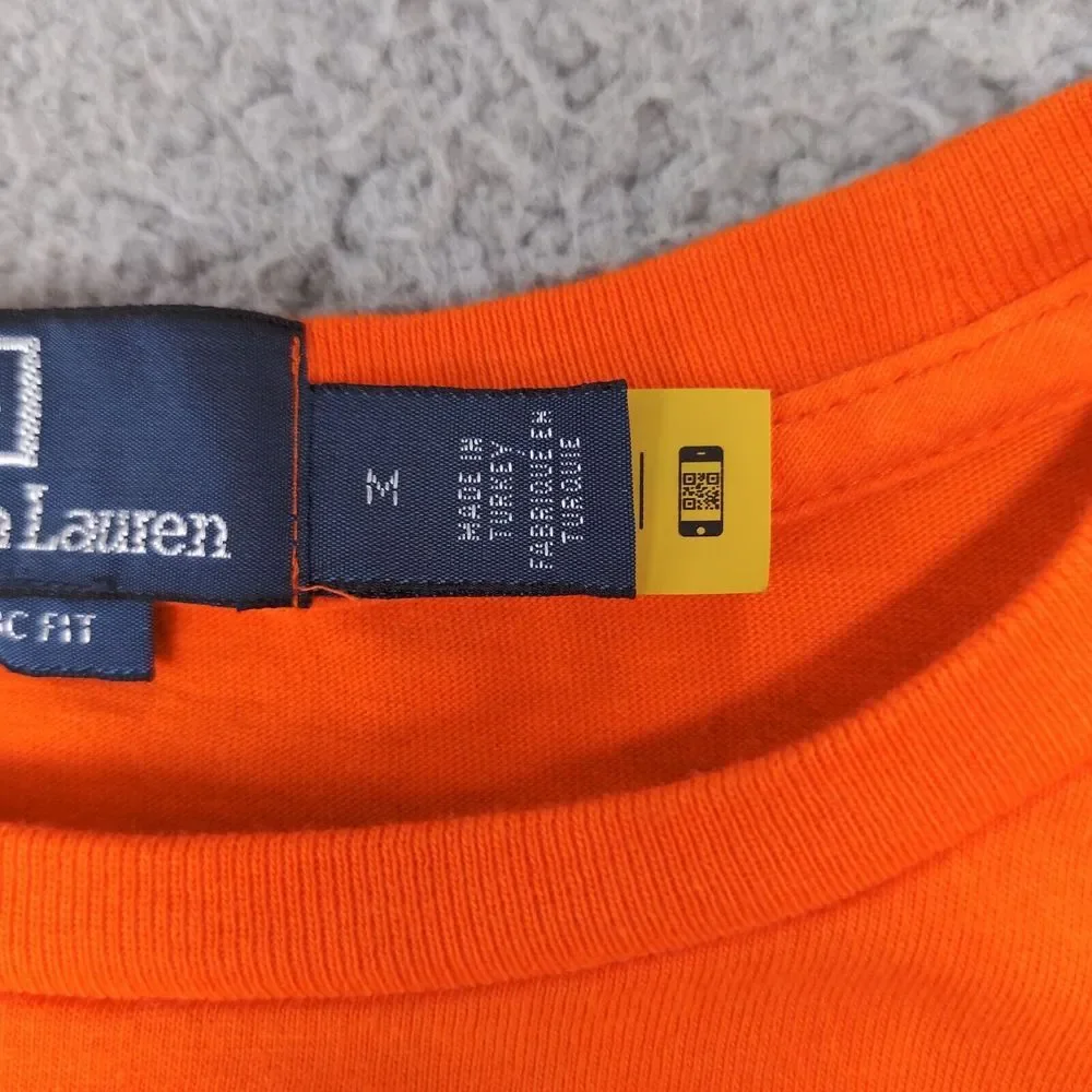 Polo Ralph Lauren Shirt Mens Medium Orange Classic Fit Polo Ski Graphic Tee